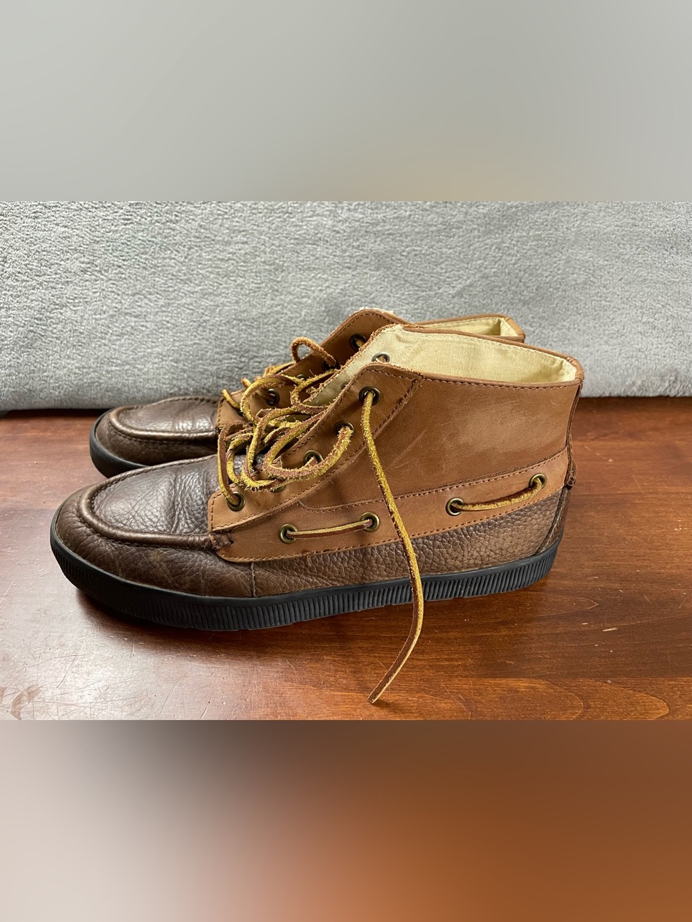VTG Polo Ralph Lauren Brown Leather Chukka Boots Lace Up Comfort Men's US 10 D